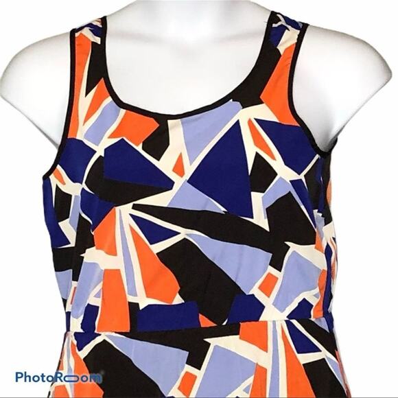 Harlowe & Graham Blue & Orange Geometric Dress Size Small - Picture 3 of 7